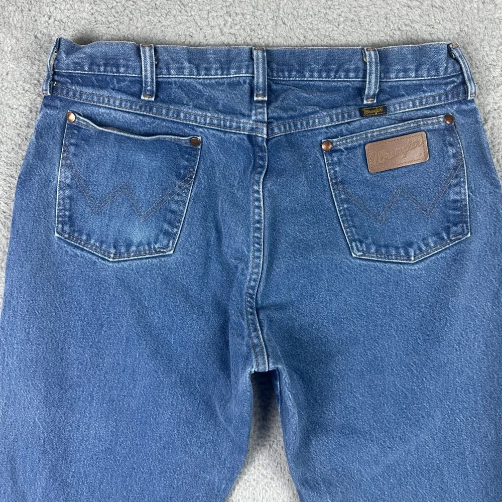 VTG Wrangler 13MWZ Cowboy Cut Jeans Men 36x32 (Fit 34x31) Blue Straight Made USA